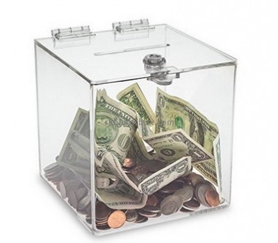Custom acrylic fundraising collection boxes clear donation box charity money box DB-009