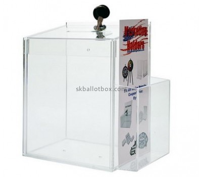 Ballot box suppliers customized clear donation box with lock and sign holder BB-833