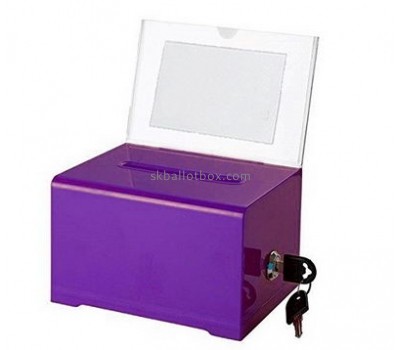 Customize purple acrylic standing ballot box BB-1888