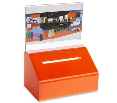 Customize orange acrylic ballot box with lock BB-1897
