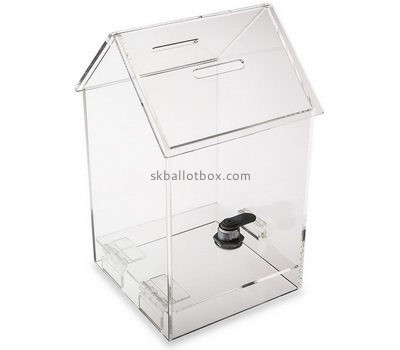 Customize acrylic house shaped donation box BB-2426