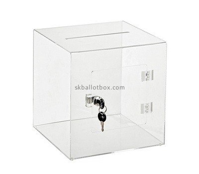 Clear plastic donation boxes with lock BB-2595