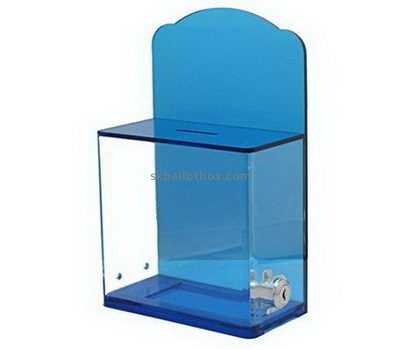 Blue acrylic ballot box with lock BB-2654