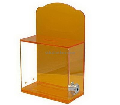 Orange acrylic ballot box with lock BB-2659