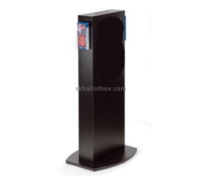 Floor standing black acrylic ballot box with sign holder BB-2667