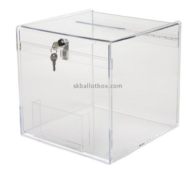 Custom clear acrylic lockable voting box with sign holder BB-2756