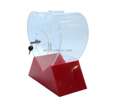 Acrylic box supplier custom heart shape plexiglass charity box DB-073