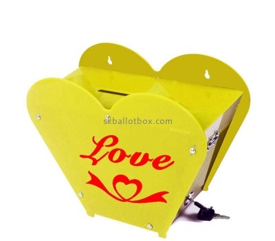 Acrylic boxes supplier custom perspex heart shape fundraising box DB-081