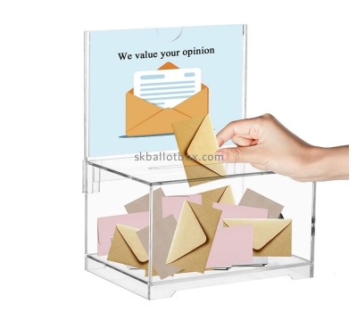 Acrylic boxes manufacturer custom plexiglass suggestion box with lock and sign holder SB-055