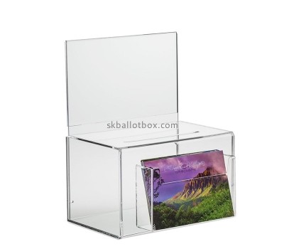 Lucite boxes manufacturer custom acrylic comment box with brochure holder SB-058