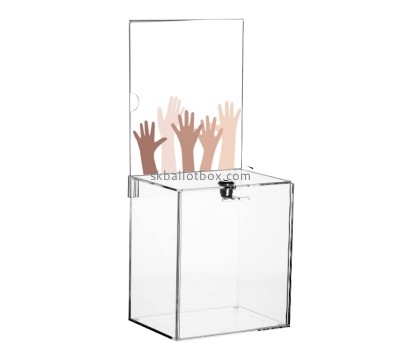 Perspex boxes supplier custom acrylic comment box with lock and sign holder SB-061