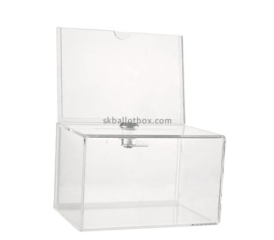 China lucite manufacturer custom acrylic ballot comment box with lock and sign holder BB-2869