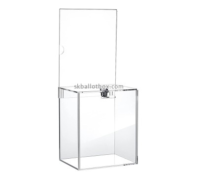 Perspex boxes supplier custom acrylic locking voting box with sign plate BB-2894
