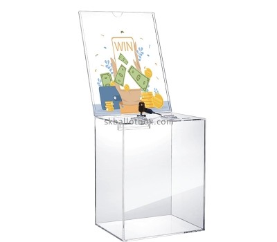 Lucite item manufacturer custom acrylic comment box with lock and sign plate SB-105