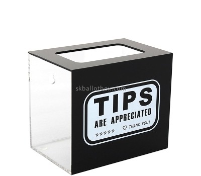 Custom plexiglass tip collection jar for restaurants DB-155