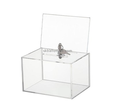 Custom clear acrylic fundraising donation box with lock and sign DB-159