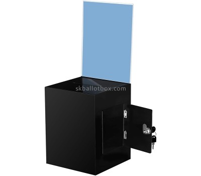 Custom black acrylic vote box with sign holder BB-2923