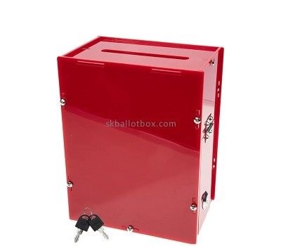 Custom red acrylic ballot box with lock & key BB-2922