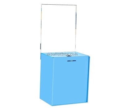 Custom blue acrylic vote box with sign holder BB-2924