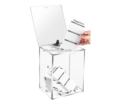 Custom clear acrylic vote box with lock & sign holder BB-2926