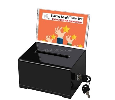 Custom acrylic voting box with sign slot lock key BB-2959