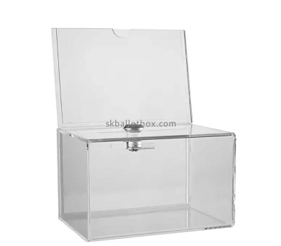 Custom acrylic ballot box with sign slot lock key BB-2961