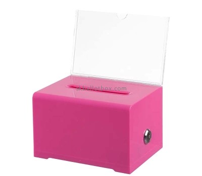 Custom acrylic voting collection box with sign slot lock key BB-2963