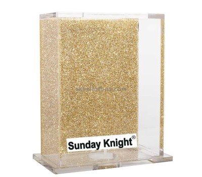 Custom wholesale gold glitter topped acrylic donation box DB-206