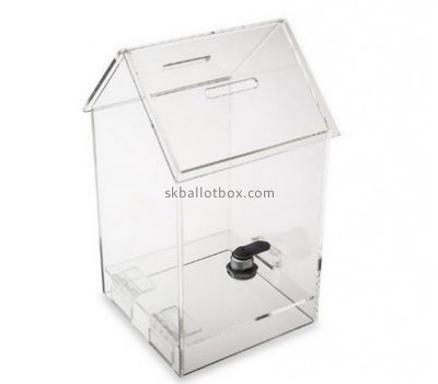 Hot sale acrylic donation cans fundraising buckets clear donation box with lock  DB-004