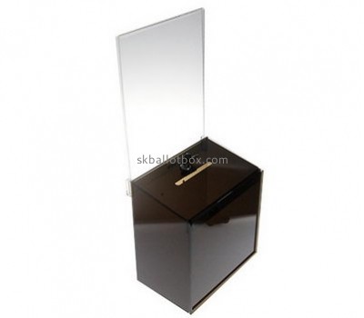 China acrylic box factory clear polycarbonate box black ballot box BB-037