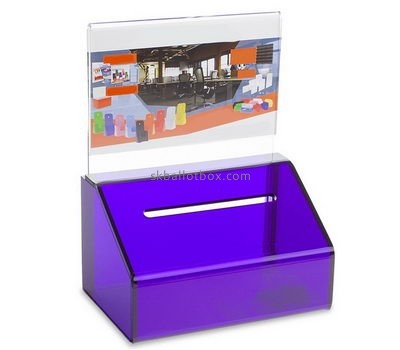Custom plastic donation boxes cash collection box acrylic acrylic money box with lock DB-040
