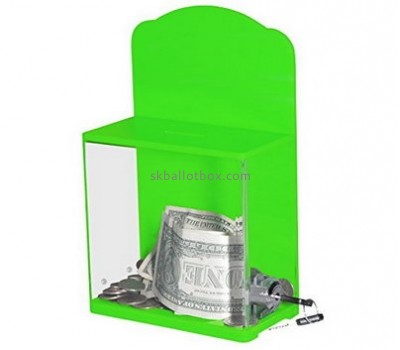 Custom acrylic green donation box plastic collection boxes cheap donation boxes DB-043