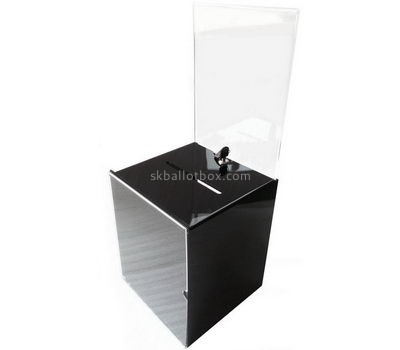 Customized acrylic charity box plastic charity collection boxes locking donation box DB-047