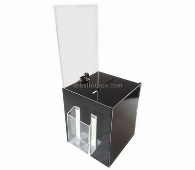 Box manufacturer customized black acrylic ballot box with sign holder BB-827