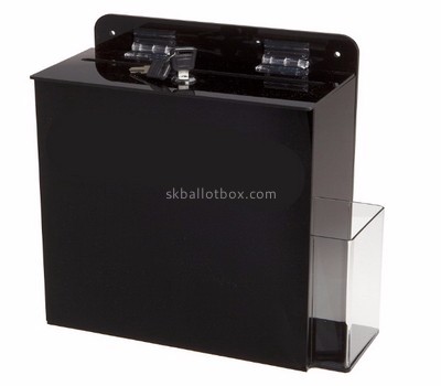 Acrylic box factory customized black acrylic ballot box with sign holder BB-832