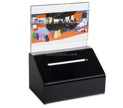 Acrylic donation box suppliers customized black collection boxes for fundraising BB-871