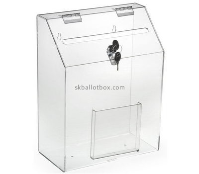 Perspex manufacturers custom donation ballot box with lock and sign holder BB-1051