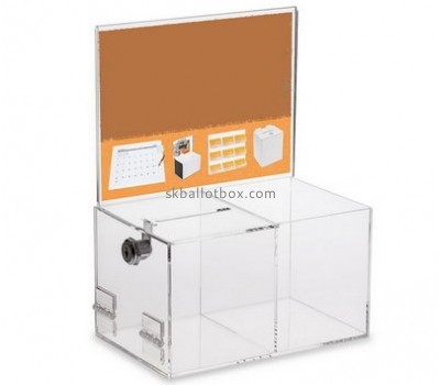 Box manufacturer custom acrylic plastic fabrication charity collection boxes BB-1073