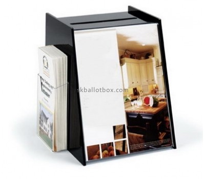 Customized acrylic donation box with lock and sign holder BB-1360