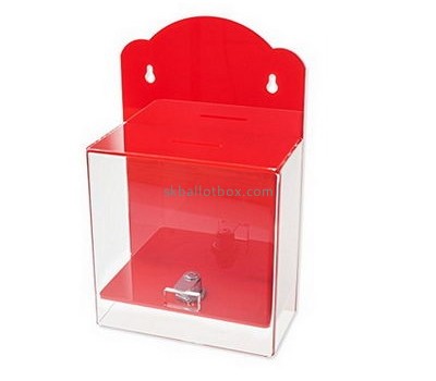 Customized red acrylic money donation box BB-1405