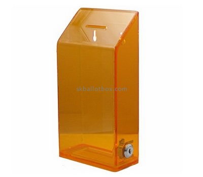 Customized clear orange acrylic charity collection boxes for sale BB-1143