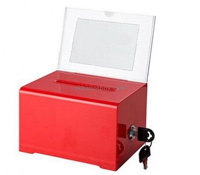 Bespoke red acrylic suggestion boxes with lock BB-1588
