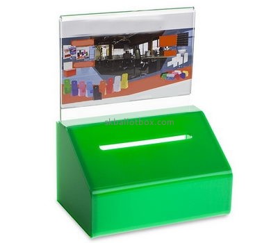 Bespoke green acrylic suggestion box with lock BB-1698