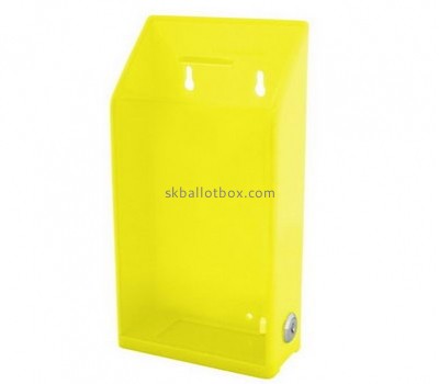 Customize yellow acrylic wall mounted donation box BB-1743