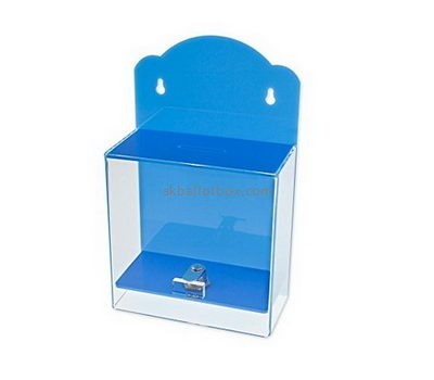 Customize blue wall mounted donation box BB-2003