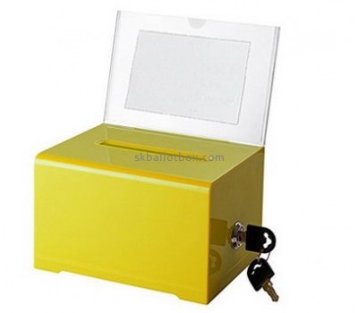 Customize yellow plastic charity collection boxes BB-2441