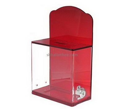 Red acrylic ballot box with lock BB-2656