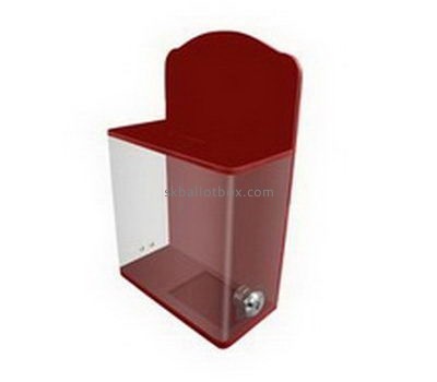 Small red acrylic ballot box with lock BB-2657