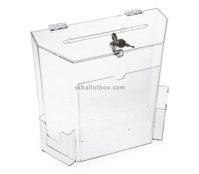 Custom clear acrylic ballot box with brochure holder BB-2711