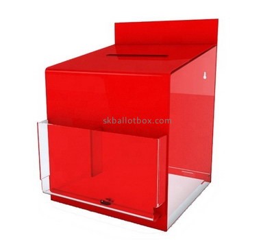 Custom red acrylic ballot box with brochure holder BB-2715